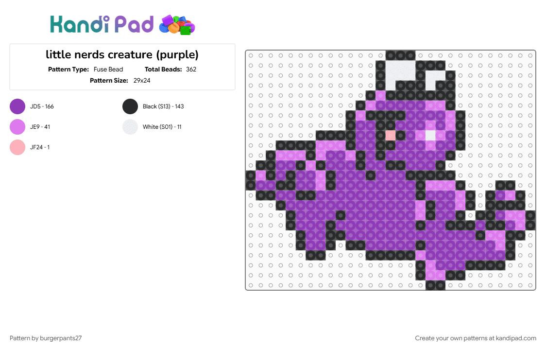 little nerds creature (purple) - Fuse Bead Pattern by burgerpants27 on Kandi Pad - brand, candy, character, nerds, purple