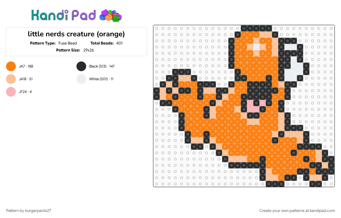 little nerds creature (orange) - Fuse Bead Pattern by burgerpants27 on Kandi Pad - brand, candy, character, nerds, orange