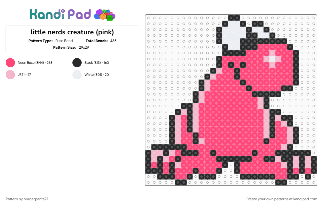 little nerds creature (pink) - Fuse Bead Pattern by burgerpants27 on Kandi Pad - brand, candy, character, nerds, pink, red