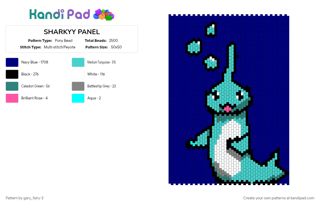 SHARKYY PANEL - Pony Bead Pattern by gary_fairy-3 on Kandi Pad - cotdoceancreatures, purple