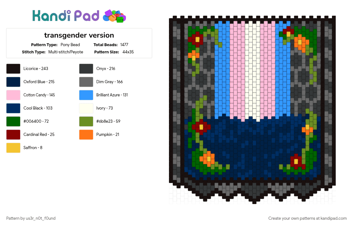 transgender version - Pony Bead Pattern by us3r_n0t_f0und on Kandi Pad - banner, blue, colorful, green, pink, transgender