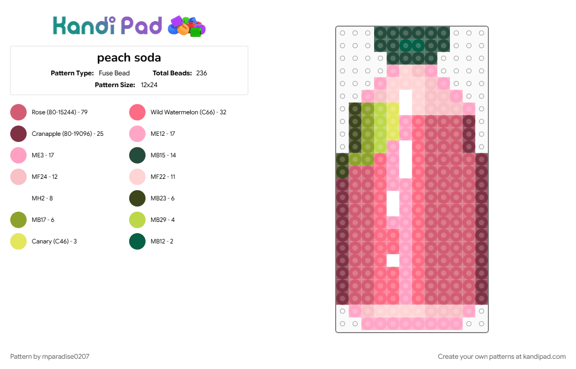 peach soda - Fuse Bead Pattern by mparadise0207 on Kandi Pad - brown, pink, red