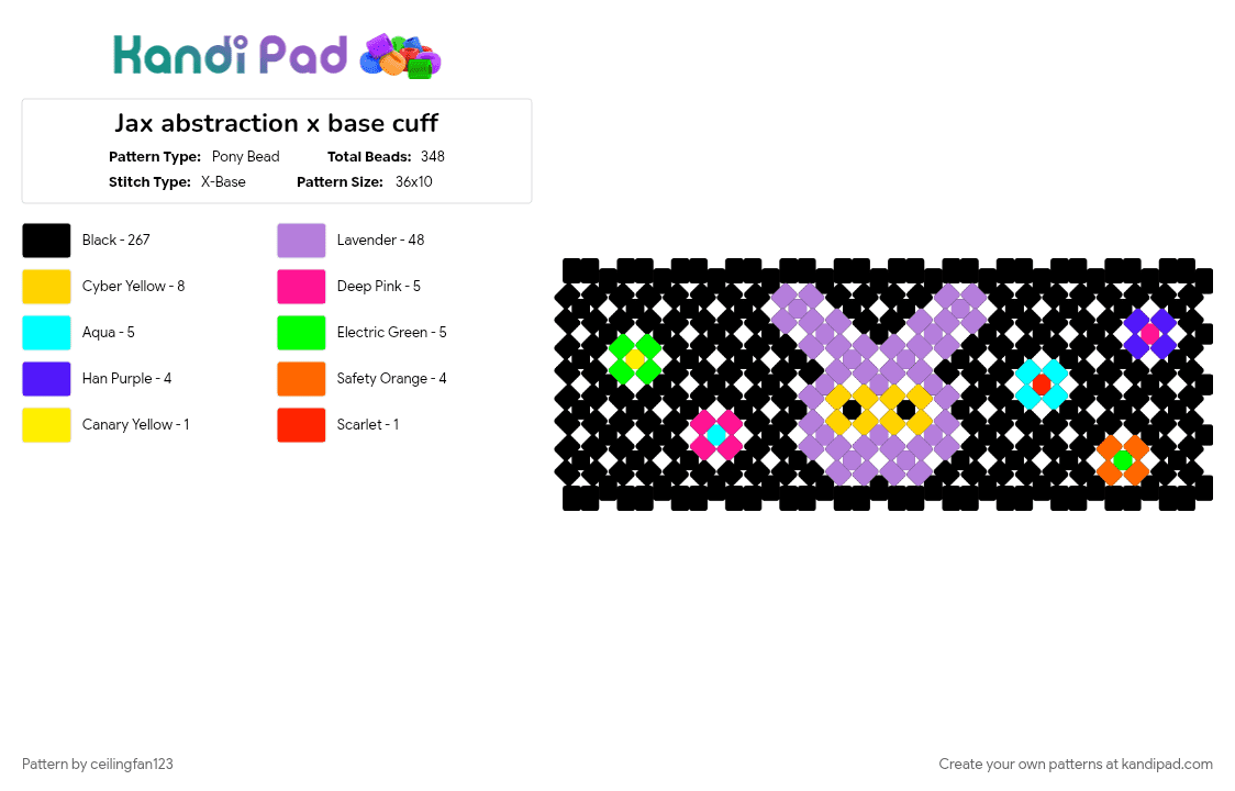 Jax abstraction x base cuff - Pony Bead Pattern by ceilingfan123 on Kandi Pad - abstraction, black, jax, jax tadc, pink, tadc, tadc jax, xbase