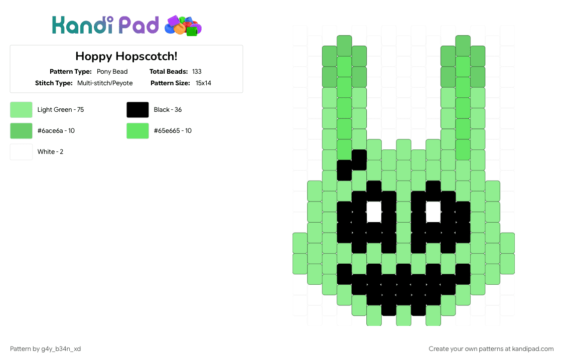 Hoppy Hopscotch! - Pony Bead Pattern by g4y_b34n_xd on Kandi Pad - character, hoppyhopscotch, poppyplaytime, smilingcritters, teal, video game