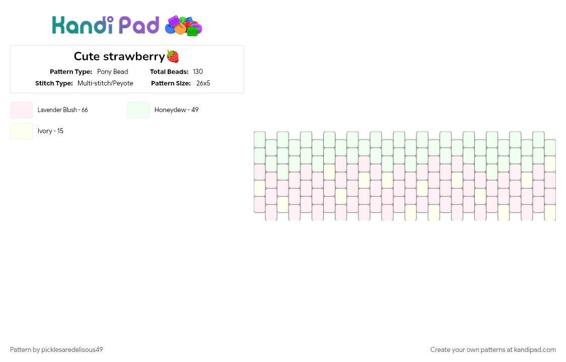 Cute strawberry🍓 - Pony Bead Pattern by picklesaredelisous49 on Kandi Pad - white
