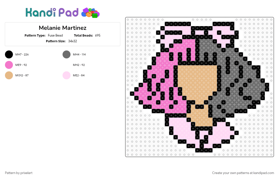 Melanie Martinez - Fuse Bead Pattern by prixelart on Kandi Pad - pink