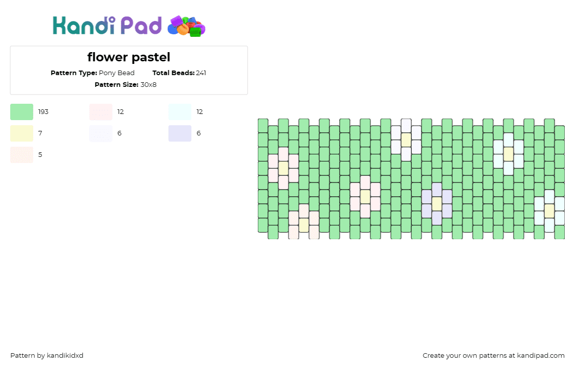 flower pastel - Pony Bead Pattern by kandikidxd on Kandi Pad - daisies,flowers,pastel,cuff,simple,summer,green