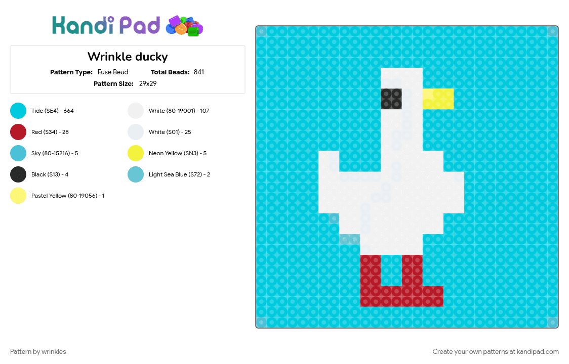 Wrinkle ducky - Fuse Bead Pattern by wrinkles on Kandi Pad - light blue