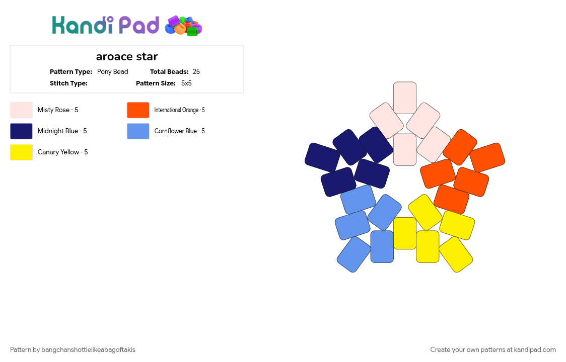 aroace star - Pony Bead Pattern by bangchanshottielikeabagoftakis on Kandi Pad - aroace, jungwon, light blue, orange, purple, urepiksauce, wesoswagy, yay, yellow