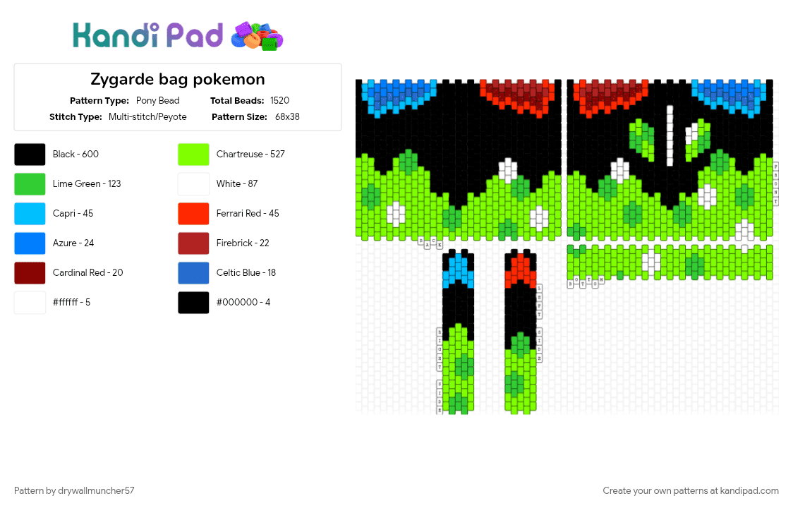 Zygarde bag pokemon - Pony Bead Pattern by drywallmuncher57 on Kandi Pad - gaming, green, nintendo, pokeball, pokemon, video game