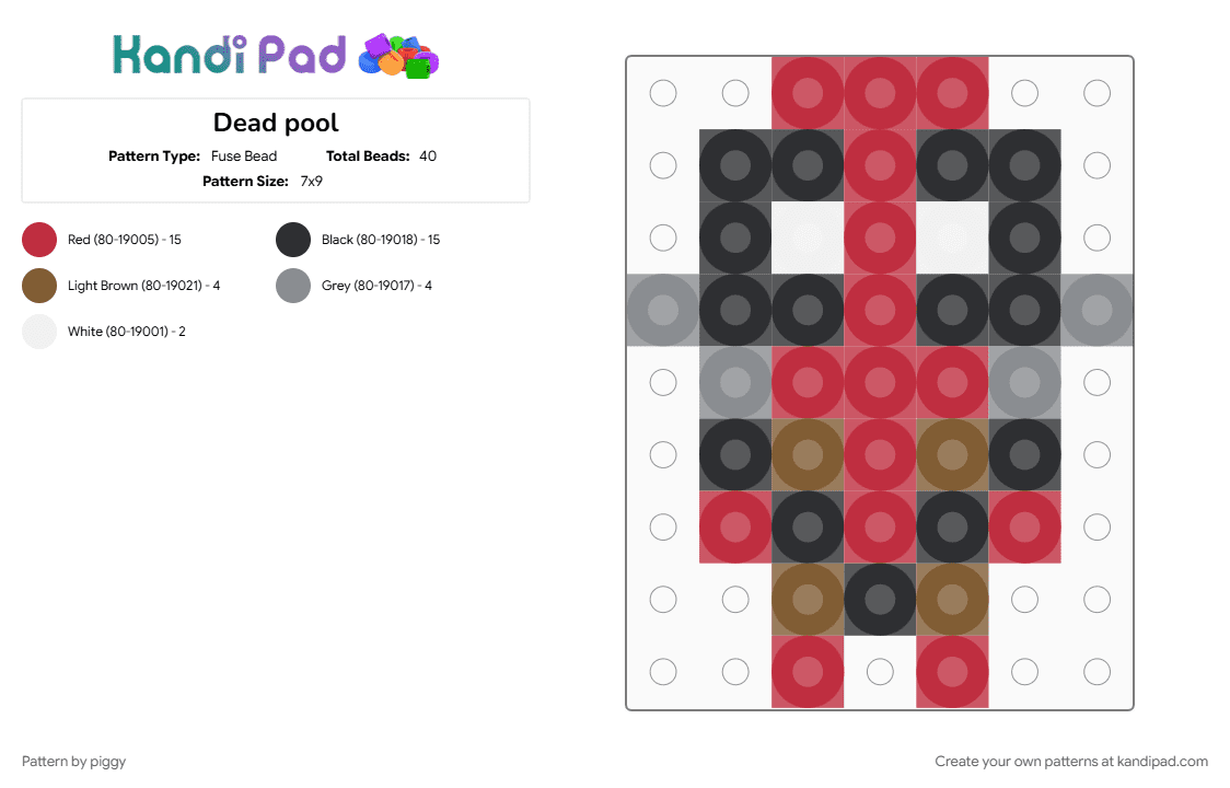 Dead pool - Fuse Bead Pattern by piggy on Kandi Pad - red