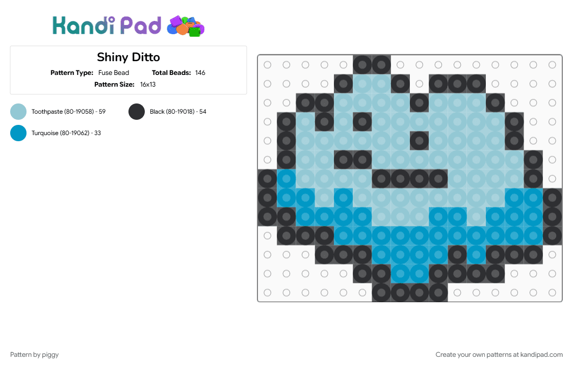 Shiny Ditto - Fuse Bead Pattern by piggy on Kandi Pad - black, light blue, pokemon