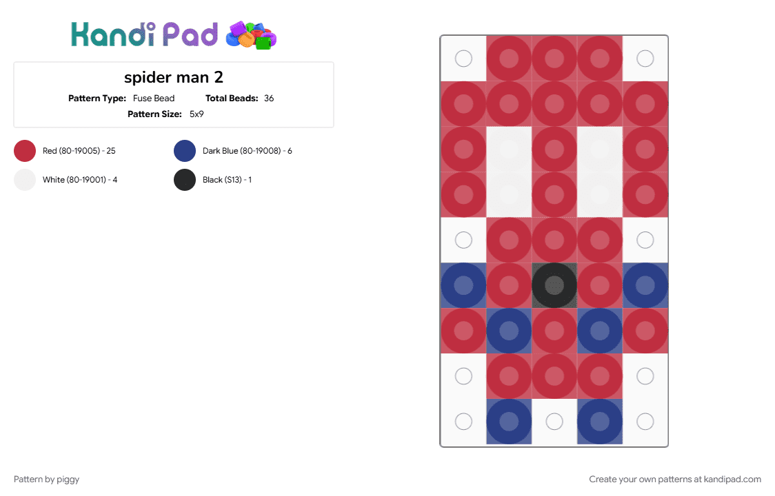 spider man 2 - Fuse Bead Pattern by piggy on Kandi Pad - red