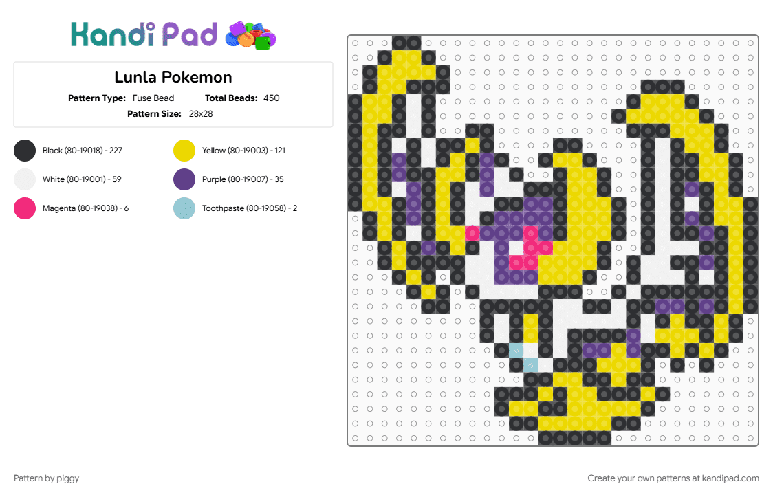 Lunla Pokemon - Fuse Bead Pattern by piggy on Kandi Pad - black, pokemon, yellow