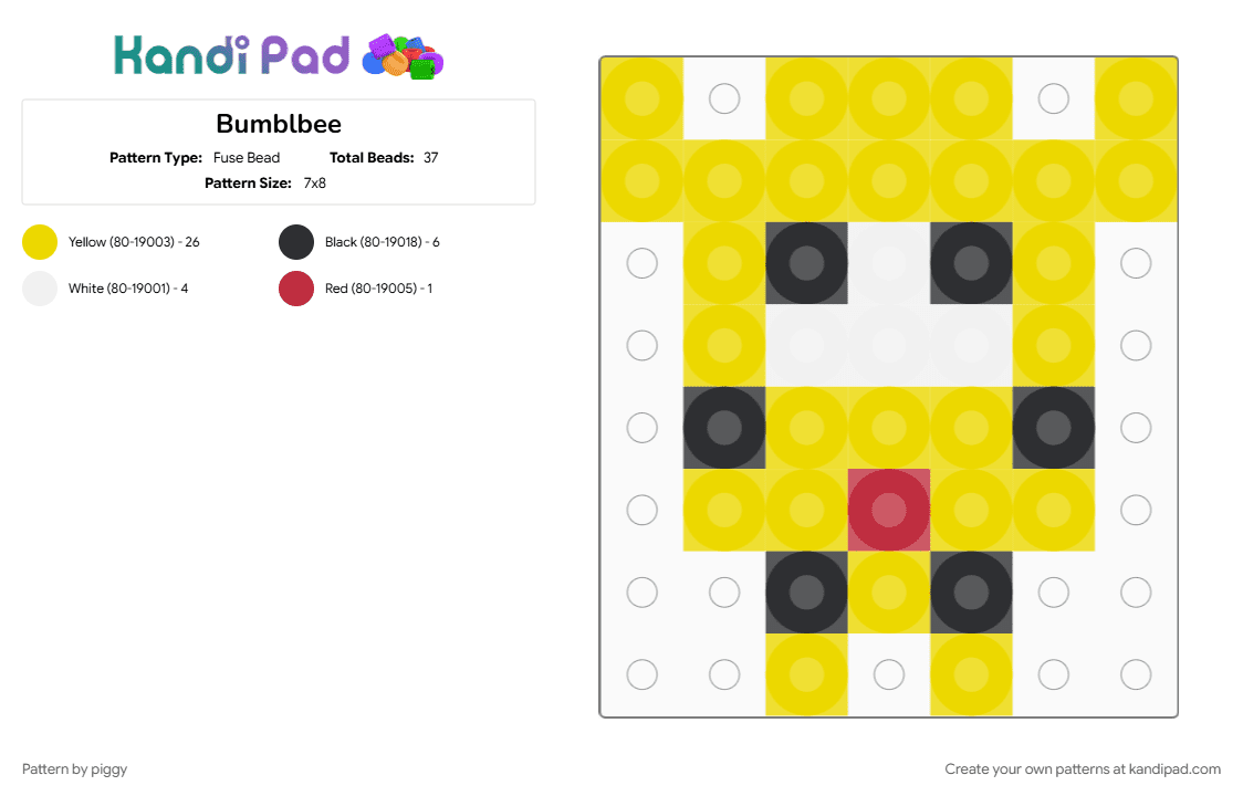 Bumblbee - Fuse Bead Pattern by piggy on Kandi Pad - yellow