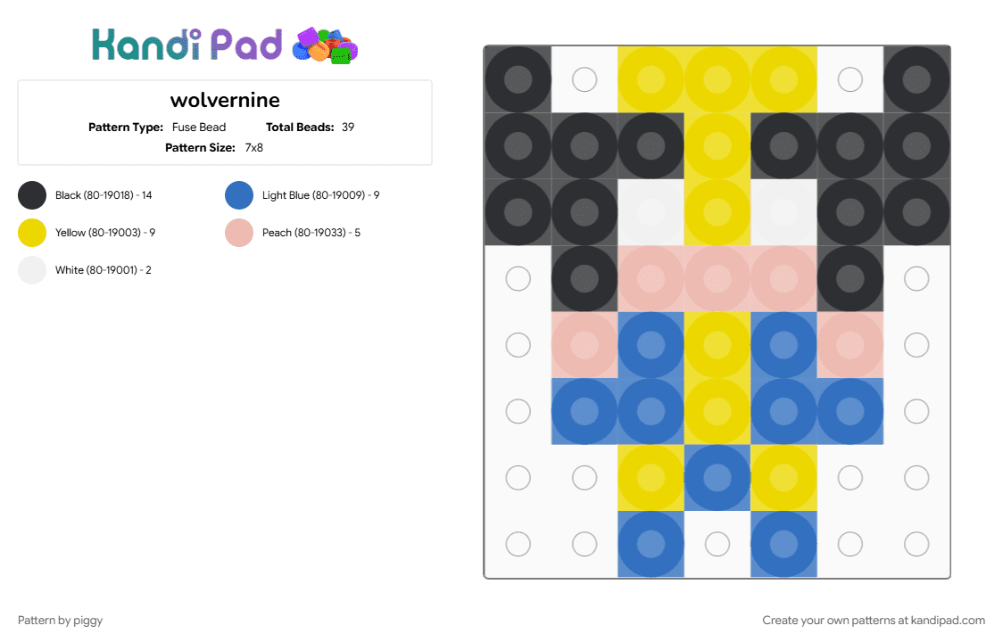 wolvernine - Fuse Bead Pattern by piggy on Kandi Pad - blue, yellow