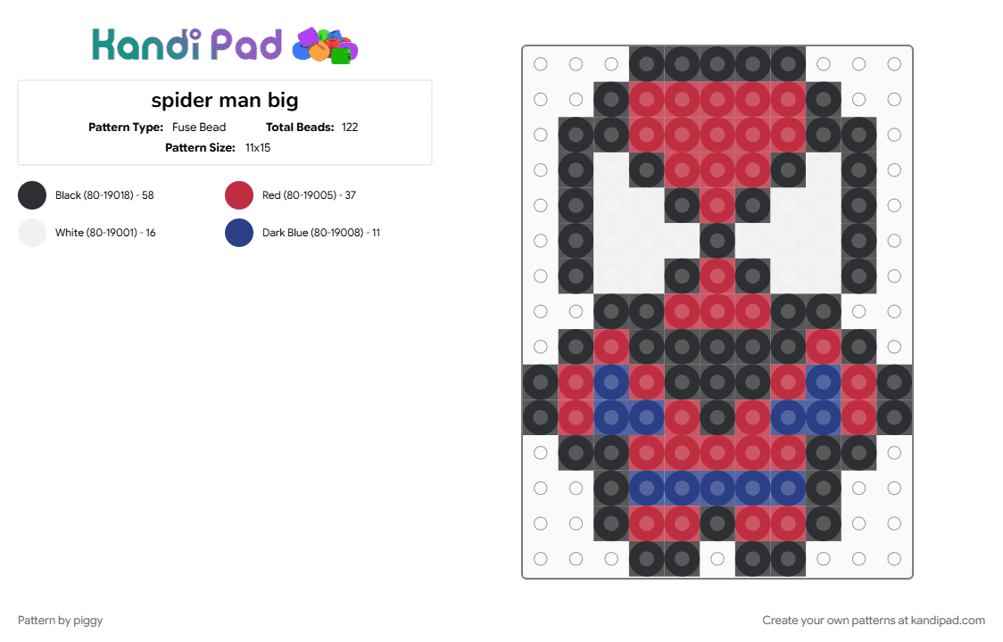 spider man big - Fuse Bead Pattern by piggy on Kandi Pad - red