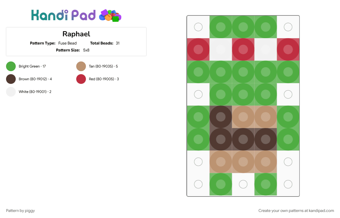 Raphael - Fuse Bead Pattern by piggy on Kandi Pad - green
