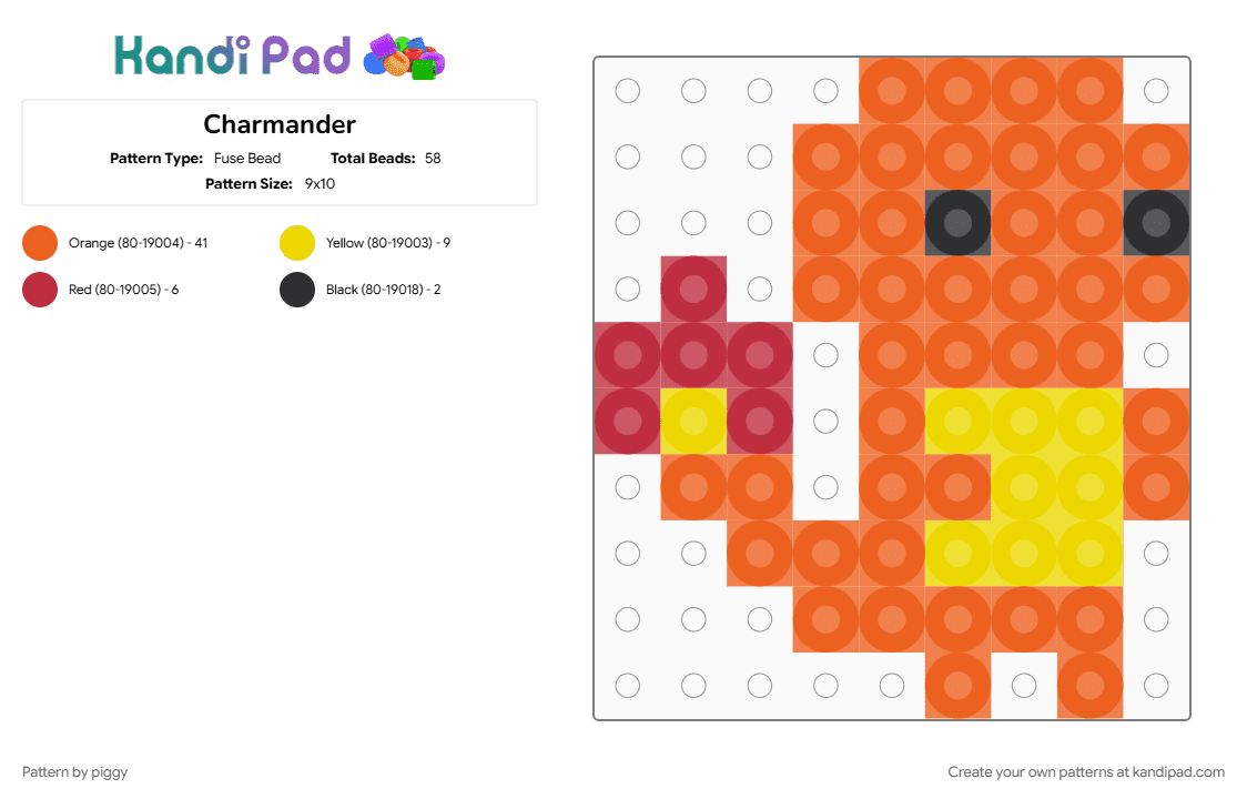 Charmander - Fuse Bead Pattern by piggy on Kandi Pad - orange