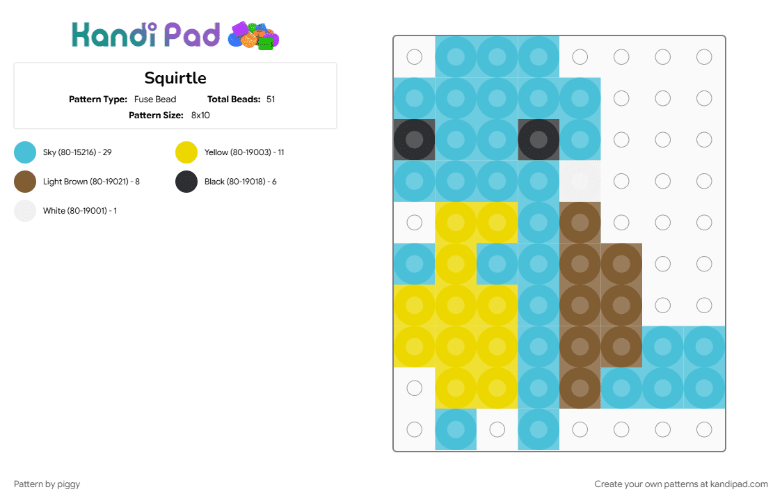 Squirtle - Fuse Bead Pattern by piggy on Kandi Pad - light blue