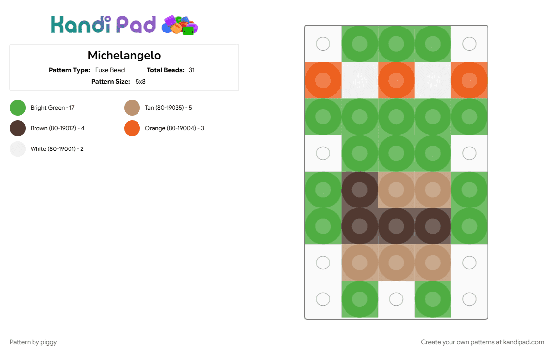 Michelangelo - Fuse Bead Pattern by piggy on Kandi Pad - green