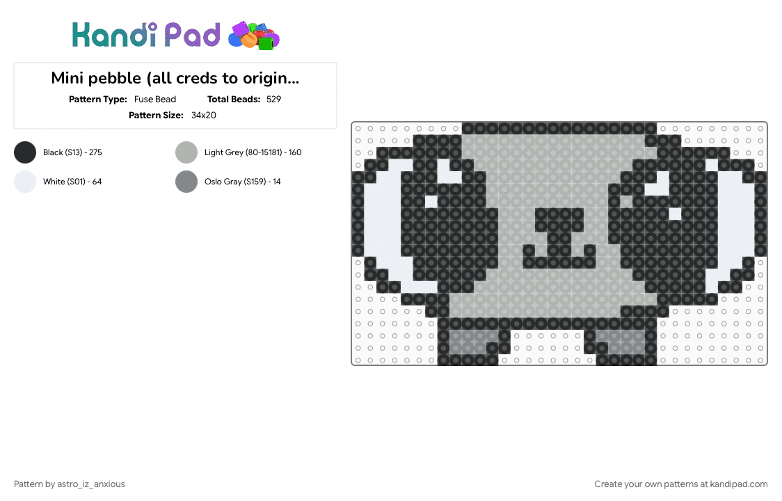 Mini pebble (all creds to original creator) this is a remix - Fuse Bead Pattern by astro_iz_anxious on Kandi Pad - beige, black
