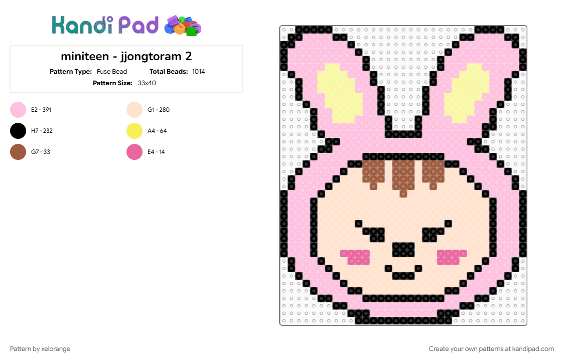 miniteen - jjongtoram 2 - Fuse Bead Pattern by xelorange on Kandi Pad - beige, pink