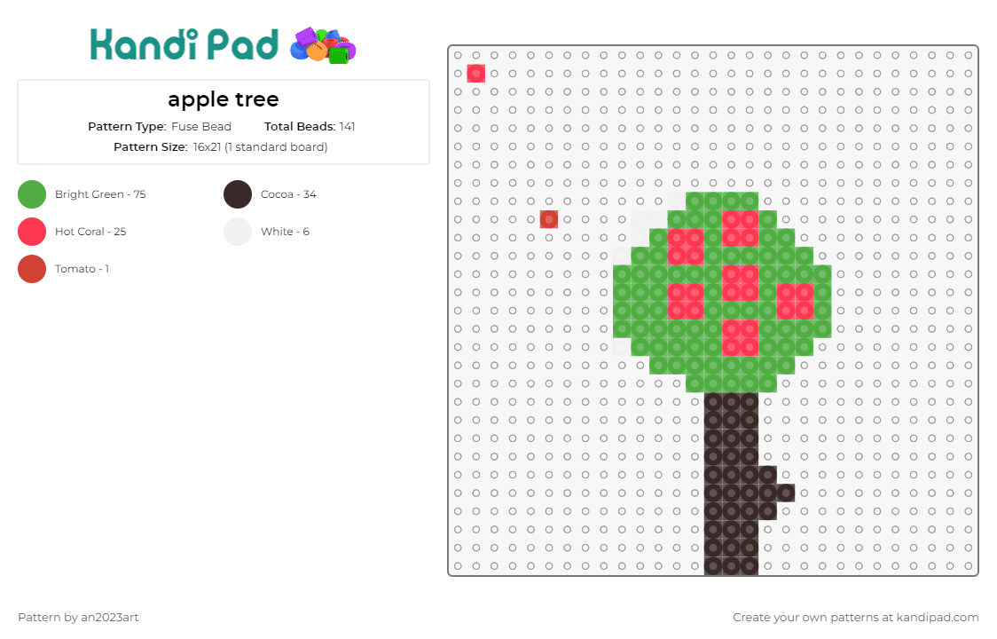 apple tree - Fuse Bead Pattern by an2023art on Kandi Pad - tree,nature,apples,fruit,food,plants