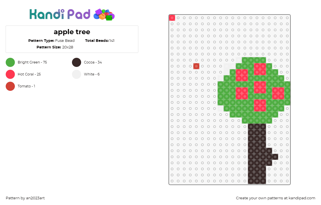 apple tree - Fuse Bead Pattern by an2023art on Kandi Pad - tree,nature,apples,fruit,food,plants