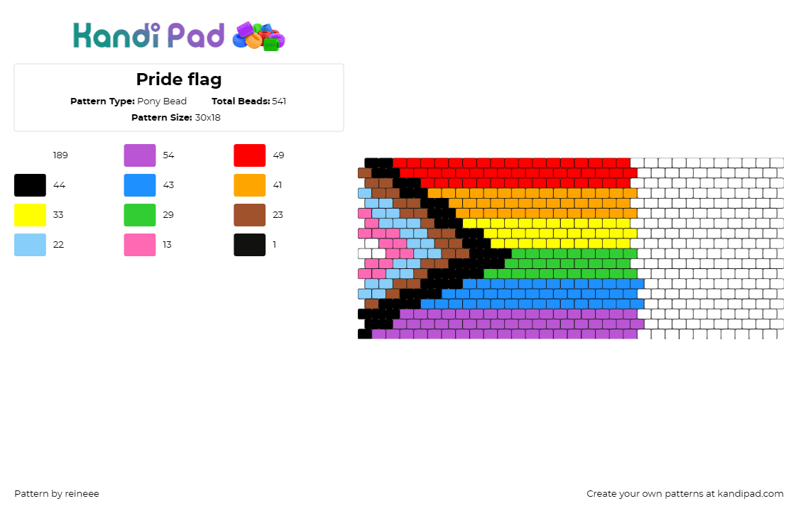 Pride flag - Pony Bead Pattern by reineee on Kandi Pad - pride,flag,community,support,colorful