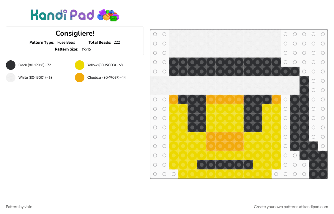 Consigliere! - Fuse Bead Pattern by vixin on Kandi Pad - character, charm, gaming, head, mafioso, video game, yellow
