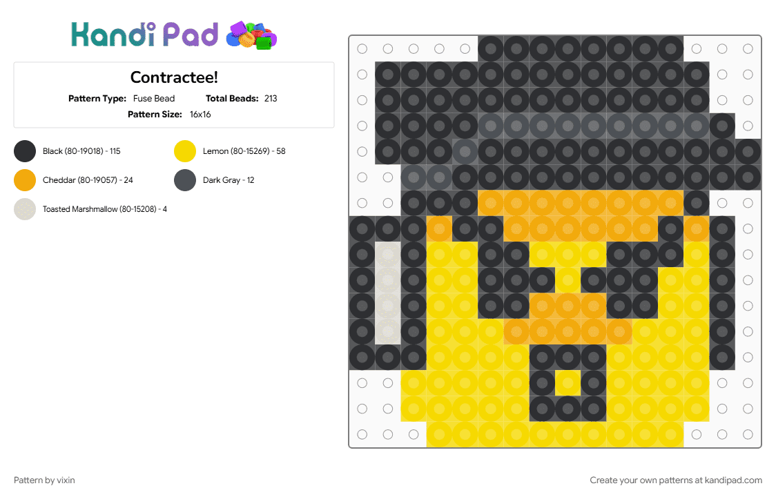 Contractee! - Fuse Bead Pattern by vixin on Kandi Pad - black, character, charm, gaming, head, mafioso, orange, video game, yellow