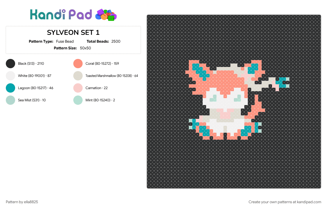 SYLVEON SET 1 - Fuse Bead Pattern by ella8825 on Kandi Pad - beige, black, orange