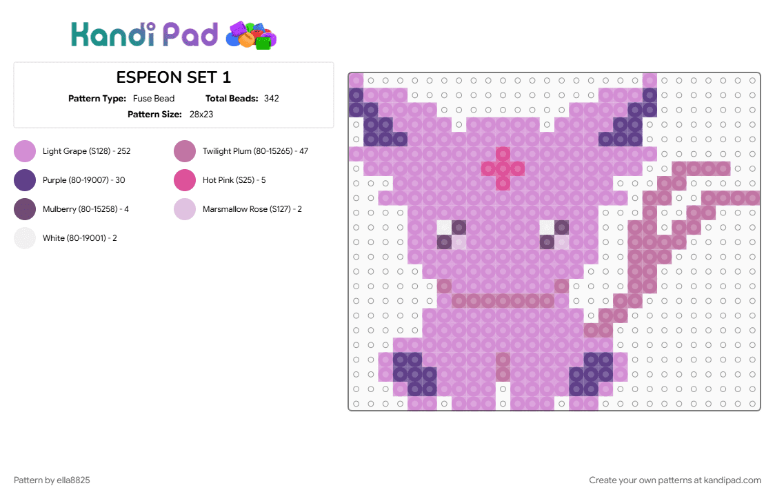 ESPEON SET 1 - Fuse Bead Pattern by ella8825 on Kandi Pad - pink