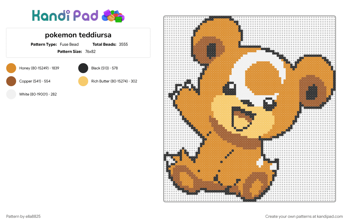 pokemon teddiursa - Fuse Bead Pattern by ella8825 on Kandi Pad - orange