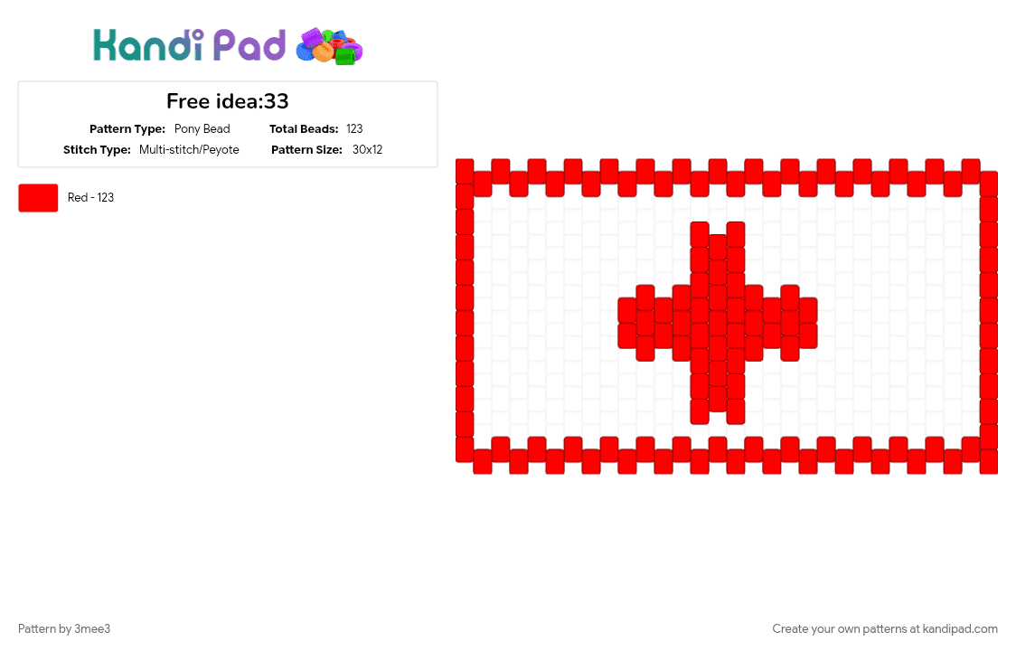 Free idea:33 - Pony Bead Pattern by 3mee3 on Kandi Pad - 