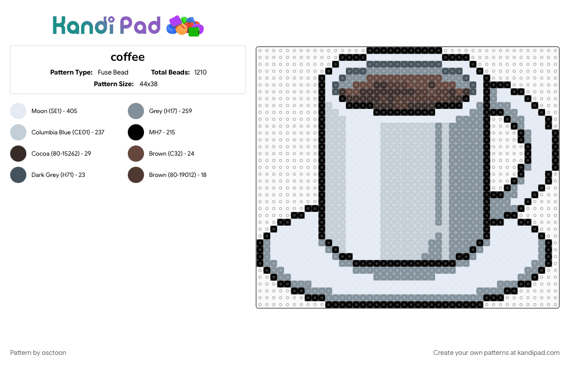 coffee - Fuse Bead Pattern by osctoon on Kandi Pad - animal hospital, animal hospital anomaly, gray, pixel art, roblox, white