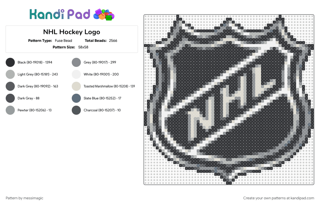 NHL Hockey Logo - Fuse Bead Pattern by messimagic on Kandi Pad - 