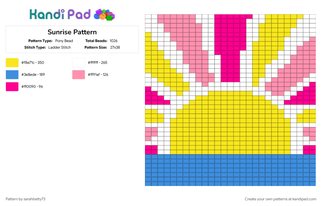 Sunrise Pattern - Pony Bead Pattern by sarahbetty73 on Kandi Pad - yellow