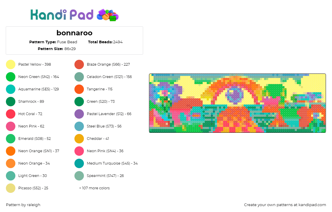 bonnaroo - Fuse Bead Pattern by raleigh on Kandi Pad - bonnaroo,festival,landscape,trippy,colorful,music,orange,green