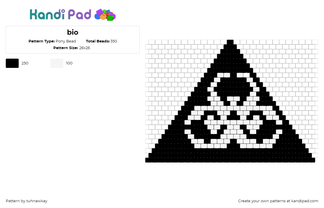 bio - Pony Bead Pattern by tuhnawkay on Kandi Pad - biohazard,poison,danger,symbol,bikini,black,white