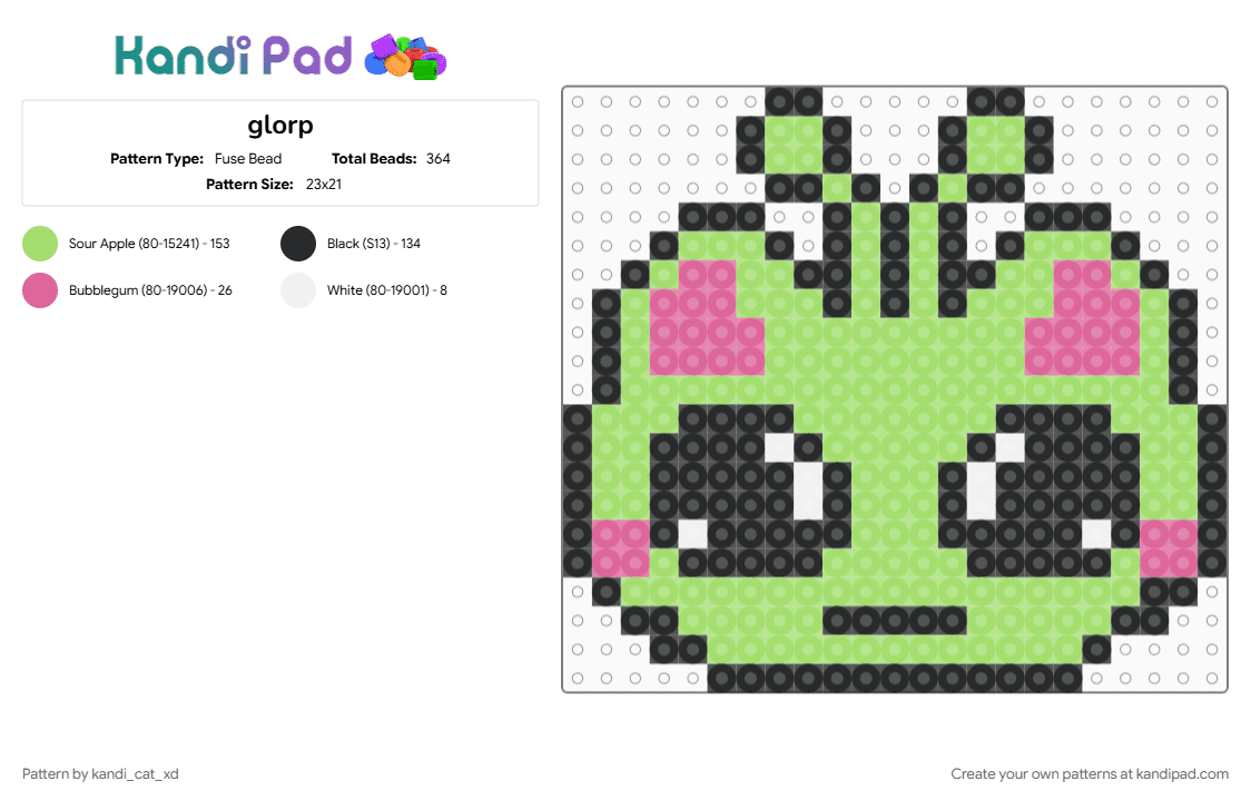 glorp - Fuse Bead Pattern by kandi_cat_xd on Kandi Pad - green