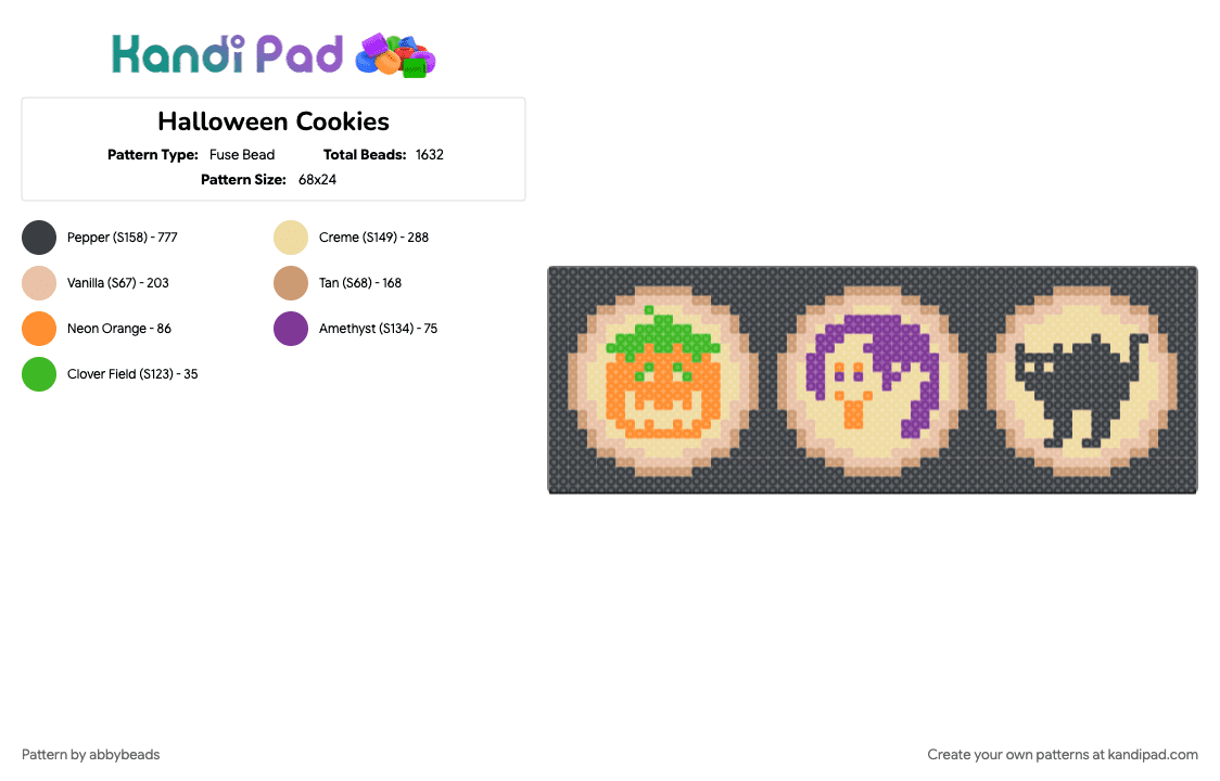 Halloween Cookies - Fuse Bead Pattern by abbybeads on Kandi Pad - beige