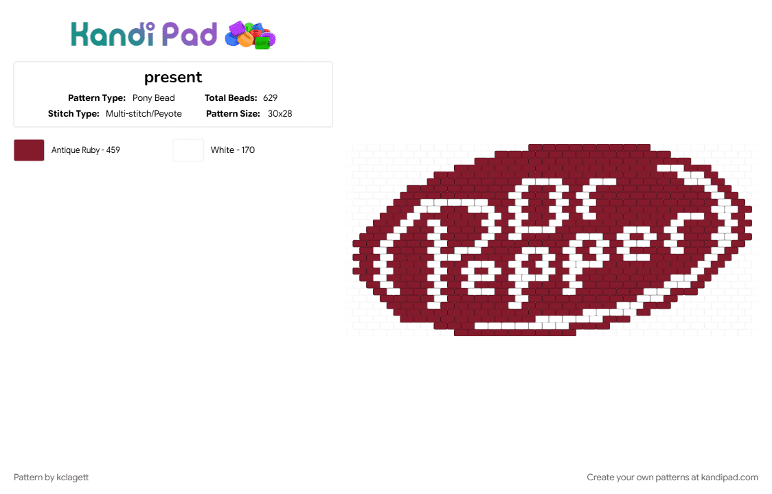 present - Pony Bead Pattern by kclagett on Kandi Pad - brown, dr pepper, white