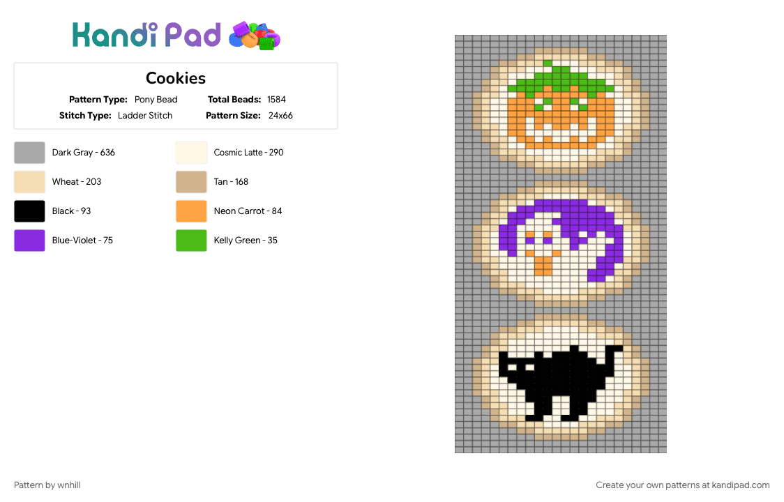 Cookies - Pony Bead Pattern by wnhill on Kandi Pad - beige