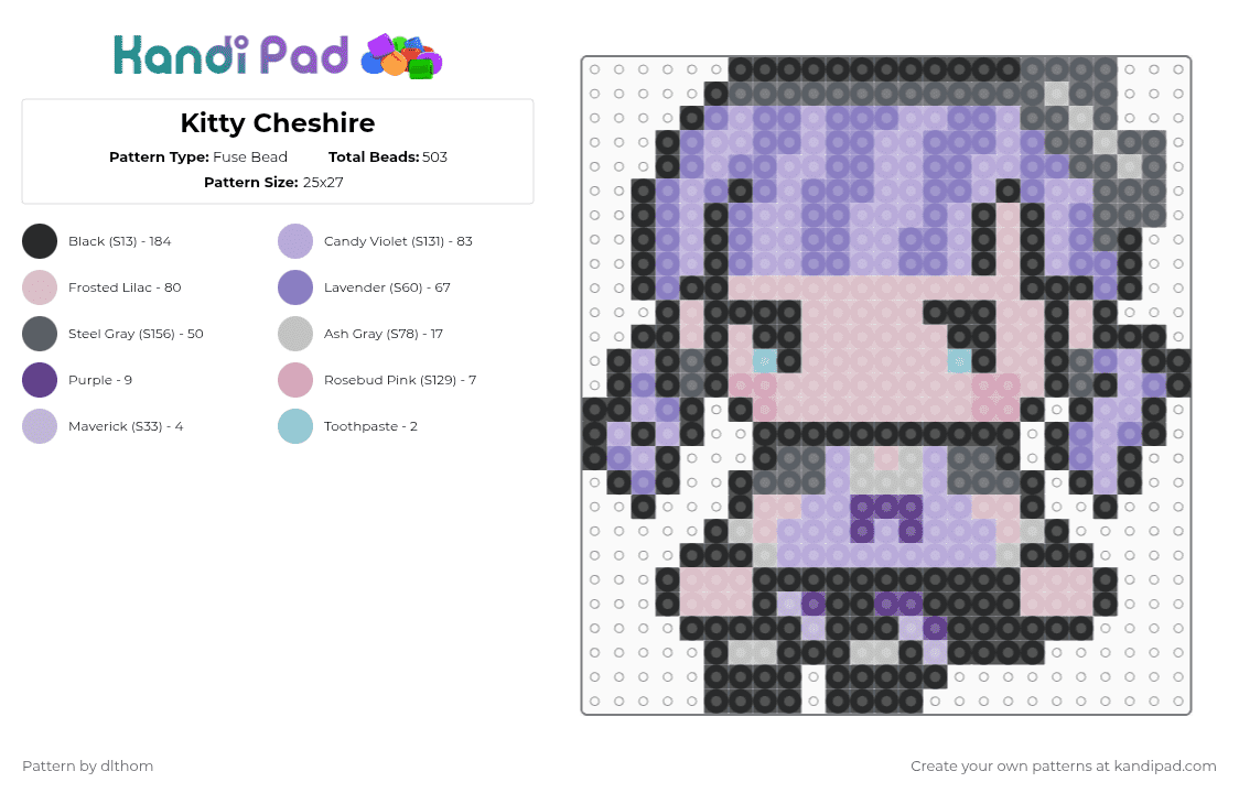 Kitty Cheshire - Fuse Bead Pattern by dlthom on Kandi Pad - beige,pink