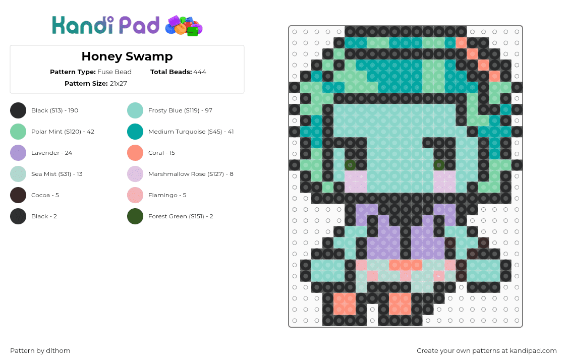 Honey Swamp - Fuse Bead Pattern by dlthom on Kandi Pad - black,teal,light blue
