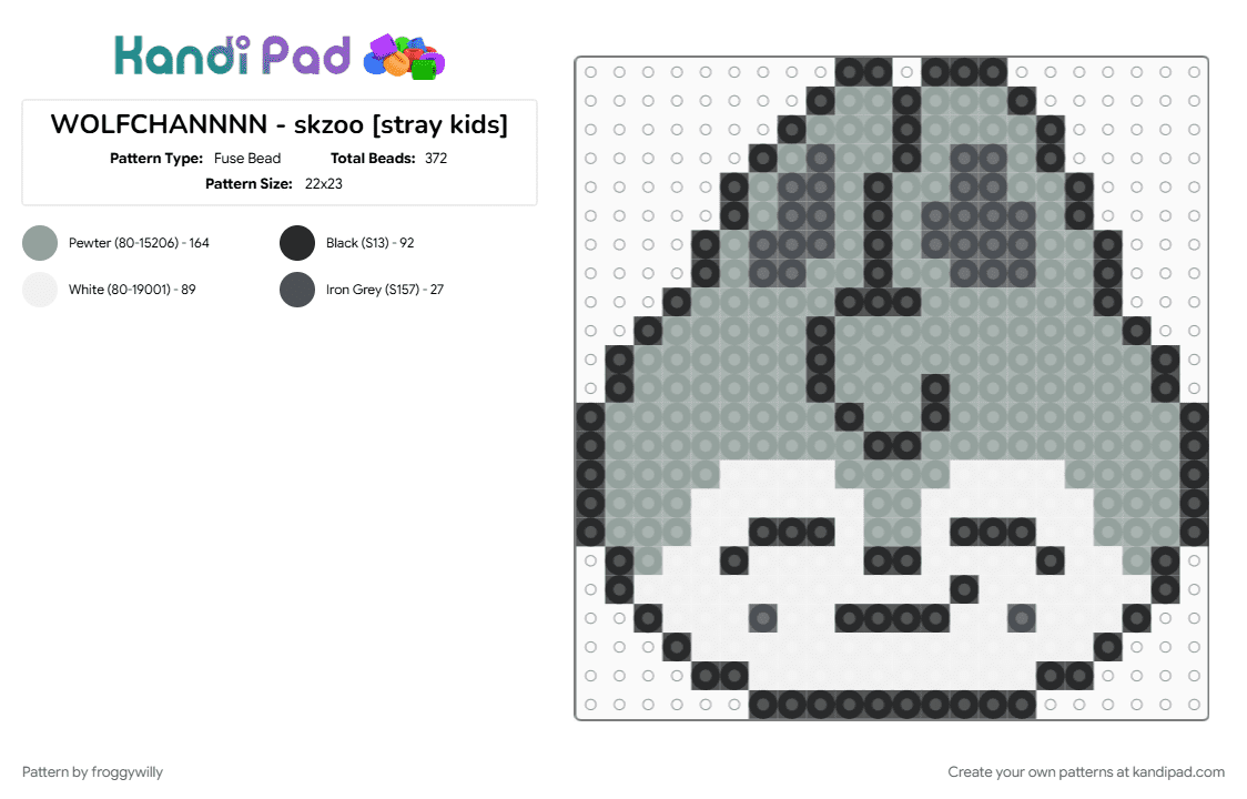 WOLFCHANNNN - skzoo [stray kids] - Fuse Bead Pattern by froggywilly on Kandi Pad - gray