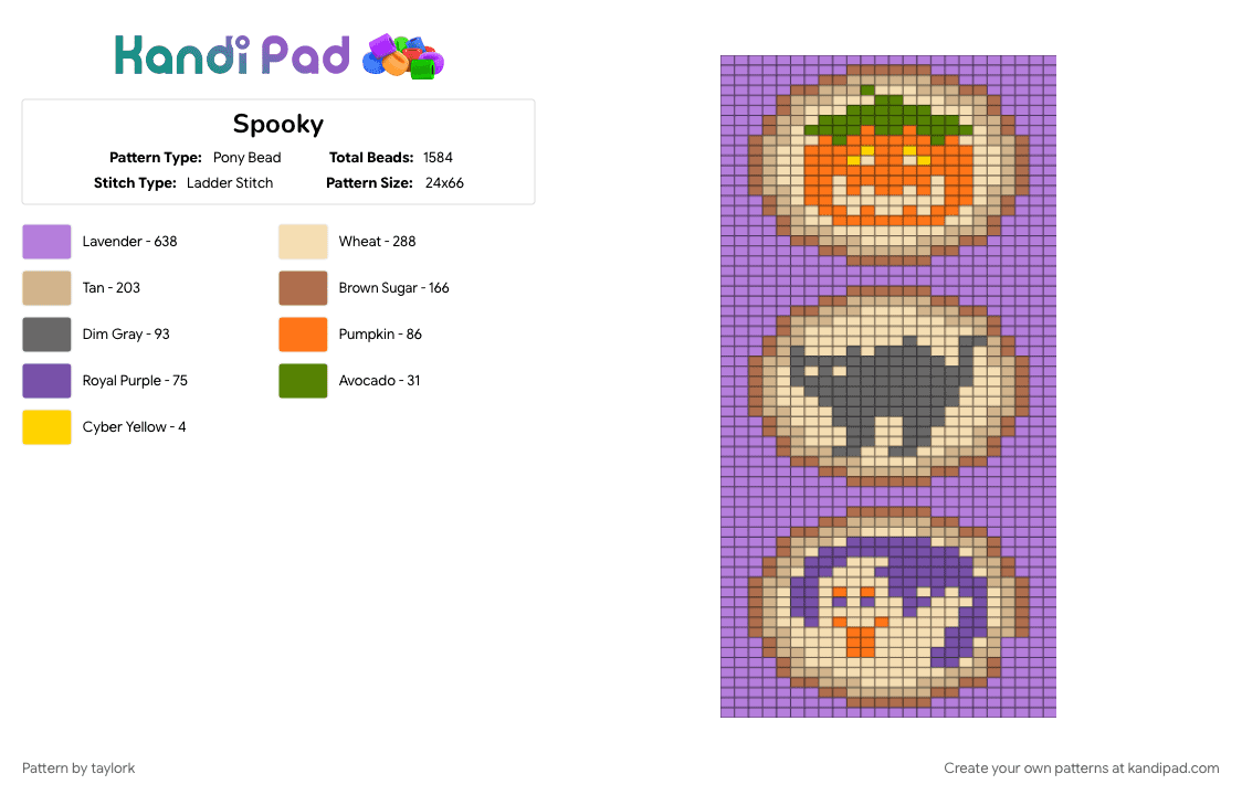 Spooky - Pony Bead Pattern by taylork on Kandi Pad - beige, pink