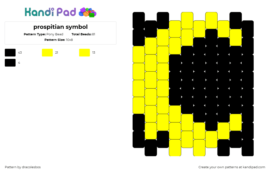 prospitian symbol - Pony Bead Pattern by dracolesbos on Kandi Pad - moon,prospit,night,ms paint adventures,simple,yellow,black